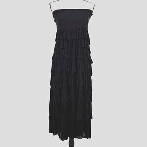 Philosophy Black Strapless Tiered Midi Dress Size XL Pull-On Romantic‎ Evening